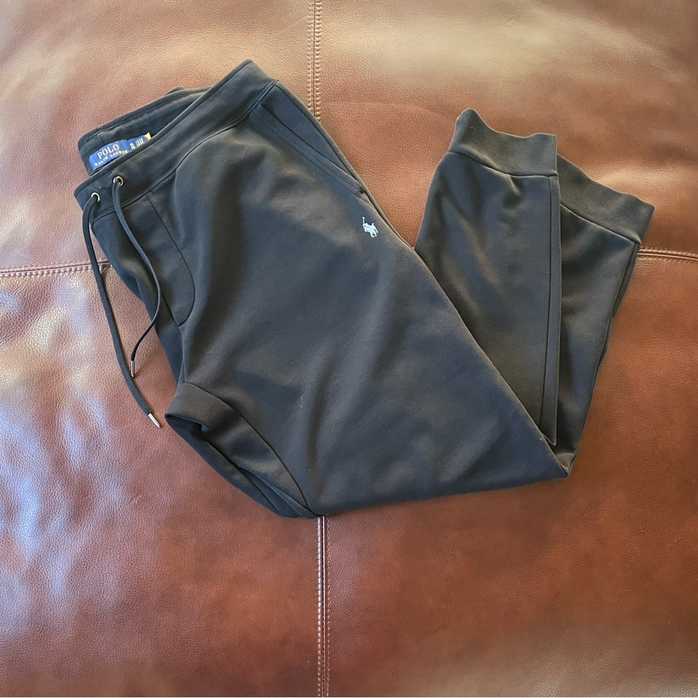 Polo Ralph Lauren Authentic Double Knit Tech Jogger Black Sweatpants Deluxe Feel